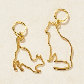 2点セット【3日以内出荷】猫モチーフ ゴールド ジュエリーチャーム・ディアキャット 10金 10K K10 ピンクゴールド ホワイトゴールド イエローゴールド SV925