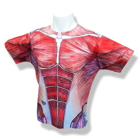 Tシャツ 筋肉柄 フルプリント 「フルプリント筋肉デザインTシャツ」 全面プリント フルカラー レッド ピンク 解剖学 送料無料 キャンペーン