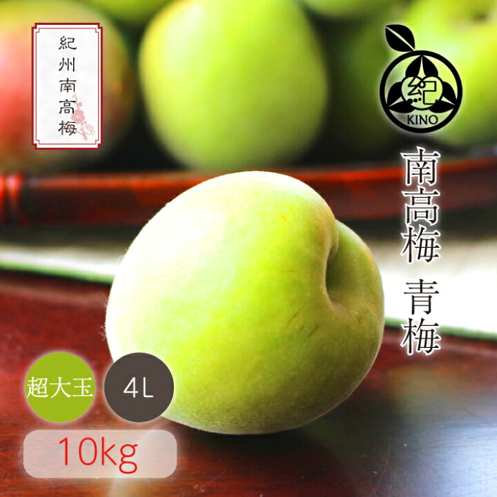 楽天市場】南高梅 青梅 送料無料 【本場紀州産】【 4L サイズ 10kg 