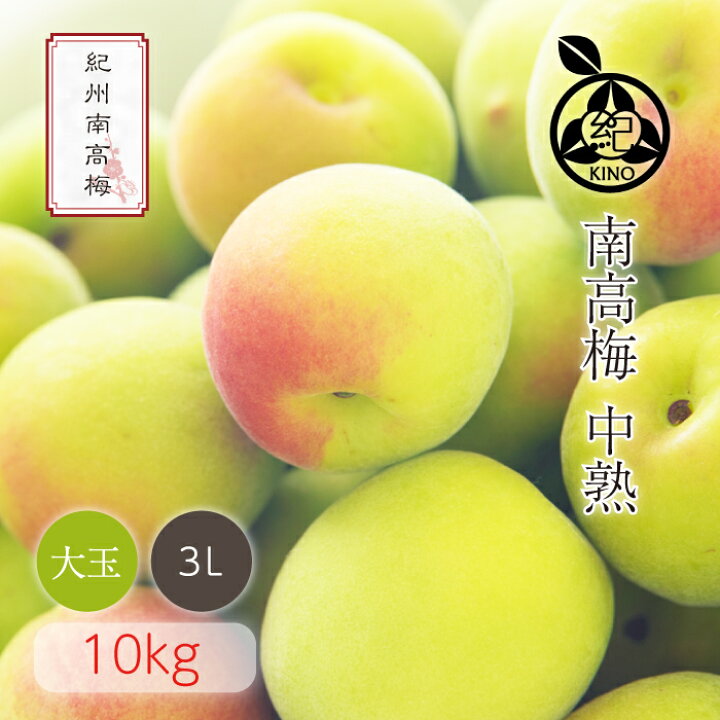 楽天市場】南高梅 送料無料 【本場紀州産】中熟【 3L サイズ 10kg  