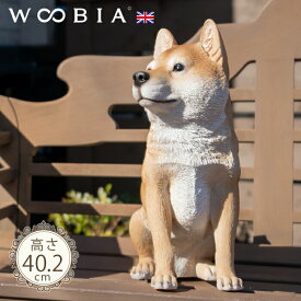 ちょこんと座るわんこ《 柴犬 (40.2cm)》〔 WOOBIA ウービア ガーデニング 犬 置物 子犬 北欧 おしゃれ ガーデン雑貨 動物 ガーデニング雑貨 かわいい 可愛い リアル ナチュラル 庭 玄関 屋外 オブジェ イギリス アニマル ウェルカム エクステリア インテリア 〕