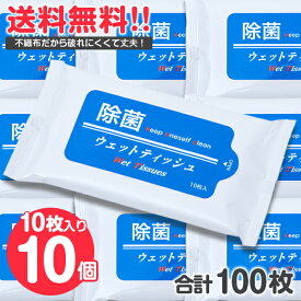 《10個セット》 除菌 アルコール ウェットティッシュ 10枚入り 合計100枚〔 ウエットティッシュ アルコールティッシュ ふた 携帯用 除菌シート 携帯 持ち運び 小型 小さい ポケット サイズ まとめ売り まとめ買い 業務用 国産 日本製 ウイルス対策 送料無料 〕[M便 1/10]
