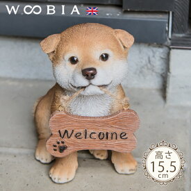 お出迎えするわんこ《 秋田犬 (15.5cm)》〔 ウェルカム 玄関 welcome 置物 ガーデニング 犬 置物 北欧 おしゃれ ガーデン雑貨 動物 ガーデニング雑貨 かわいい ナチュラル 庭 屋外 オブジェ イギリス アニマル エクステリア インテリア WOOBIA ウービア 〕