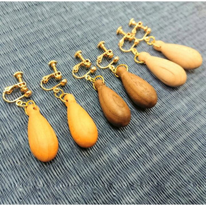 楽天市場】イヤリング 木製 レディース 雫形 ゴールド アクセサリー 