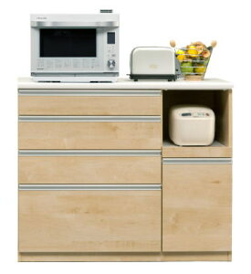 キッチンカウンター エデン Eden 幅120cm レンジ台 メープル色 ダイニング 食堂 レンジボード 収納 扉 引出し スライドテーブル 腰高 ハイタイプ メラミン モイス ソフトクローズ 裏面化粧 1500W