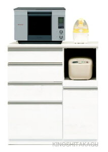 キッチンカウンター セイント Saint 幅90cm レンジ台 ホワイト 白 ダイニング 食堂 レンジボード 収納 扉 引出し スライドテーブル 腰高 ハイタイプ メラミン モイス ソフトクローズ 裏面化粧 15