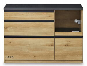 キッチンカウンター シアトル 幅120cm オープンタイプ レンジ台 オーク色 ウォールナット色 ブラック天板 ダイニング 食堂 レンジボード 収納 コンセント 引出し モイス ソフトクローズ スラ