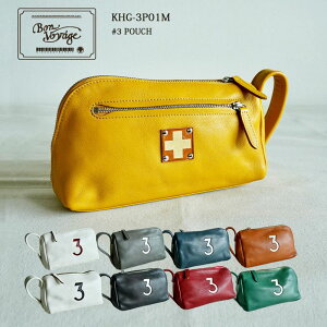 木の庄帆布 公式 KHG-3P01M ポーチ #3 POUCH ラウンドバッグ セカンドバッグ 総革 本革 2023年モデル【KinoshoTRANSIT】