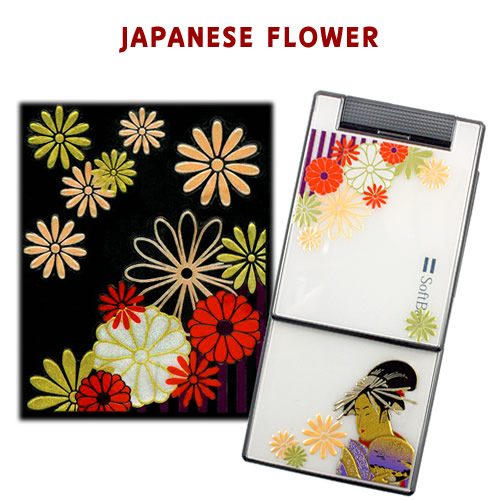 和風花柄でケータイを上品にデコレーション あす楽対応 携帯電話 蒔絵シール 菊 FLOWER 限定価格セール JAPANESE 中古