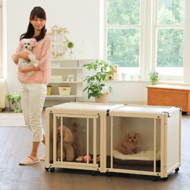kiinus(キーヌス) [ ペットケージ FR 60S アクリル ]　小型犬用 ケージ ゲージ Sサイズ(125cmx65cm) ハウス ペットサークル風 室内用 木製 ペット家具 日本製
