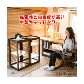 [ 台数限定セール ] kiinus(キーヌス) [ キャットタワー パレス 2棟セット Y ] キャット 猫タワー 室内用 据え置き 多頭飼い 拡張 ペット家具 日本製