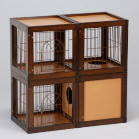[ 台数限定セール ] kiinus(キーヌス) [ キャットケージ マンション 4部屋セット ]　ペットケージ 猫ケージ 多頭飼い キャットゲージ 2段ケージ 木製 室内用 日本製 ペット家具