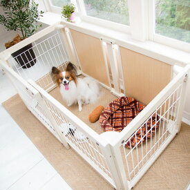 kiinus(キーヌス) [ ペットサークル FS 60S メッシュB ] 小型犬用 ペットサークル Sサイズ(125cmx67.5cm) 多頭飼い サークルケージ スライド扉 室内用 木製 ペット家具 日本製