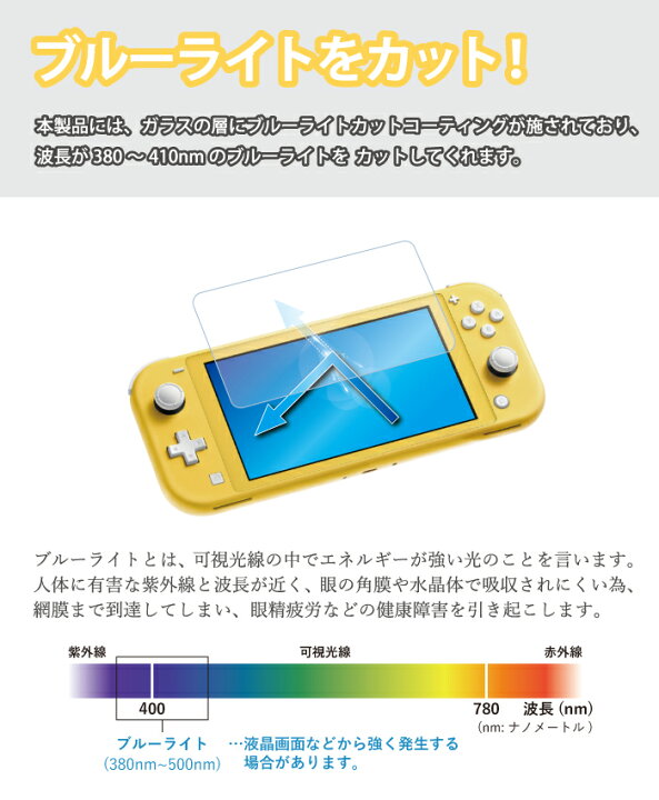 楽天市場 Nintendo Switch Lite ブルーライトカット ガラスフィルム 保護フィルム 任天堂スイッチライト ブルーライトカット ニンテンドースイッチライト 強化ガラスフィルム 保護フィルム 液晶保護 画面保護 ゲーム機 ニンテンドースイッチ Nintendo Switch ガラス