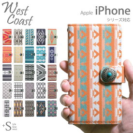 West Coast スマホケース 手帳型 iPhone15 15pro ケース iPhone14 13 12 mini pro max iPhone se 第3世代 iPhone11 8 7 携帯カバー 携帯ケース 手帳型ケース カバー 西海岸 コンチョ オルテガ