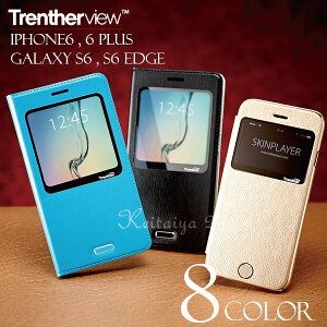 iPhone6iPhone6GalaxyS6,S6Edge窓付きケースカバー手帳TrentherviewCaseiPhone6plusケース手帳型GalaxyS6edgeSC-04G,SCV31/GALAXYS6SC-05G手帳型ケースカバーフリップケース