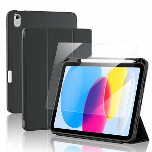 iPad A16 ��11���� 11�C���` 2025 / ��10���� 10.9�C���` 2022�p �P�[�X �X�N���[���v���e�N�^�[ Pencil�z���_�[�t�� �\�t�gTPU�w�� �ی�J�o�[ Touch ID�Ή� �����X���[�v/�E�F�C�N�@�\ - �u���b�N