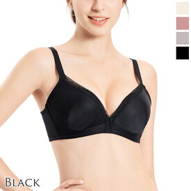 ＼クーポン対象☆お買い物マラソン／100％シルク ノンワイヤー ブラジャー サテン 超軽量 スカラップチュール シームレス 立体カップ リボンレース 3/4カップ 下垂防止 4色 送料無料 80B ctbra fts40 kinu50