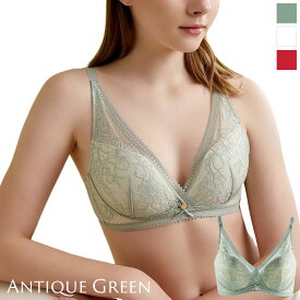 ブラジャー シルク100% 配色 レース スカラップ 3D立体シームレスカップ ノンワイヤー ワイヤレス シングルサイドボーン アンティークグリーン/ホワイト/レッド 70A/70B/75A/75B/75C/80A/80B/80C/85B/85C ctbra kinu15