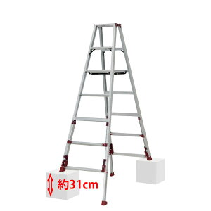 ピカ 四脚アジャスト式専用脚立 上部操作タイプ スタッピー SXJ-210A 幅広踏ざん 55mm 最大使用質量100kg 中折式 ワンタッチ収納