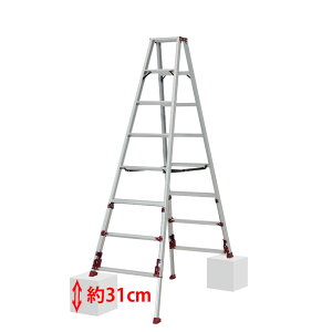 ピカ 四脚アジャスト式専用脚立 上部操作タイプ スタッピー SXJ-240A 幅広踏ざん 55mm 最大使用質量100kg 中折式 ワンタッチ収納