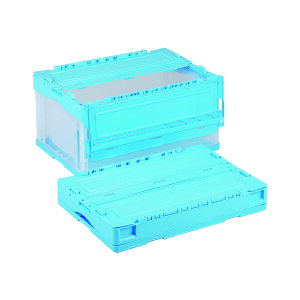 岐阜プラスチック リスCSコンテナー 蓋付きタイプ CS-S41NR ブルー オリコン 折りたたみコンテナ 収納コンテナ 折りたたみ 野菜 収穫 農業 家庭菜園