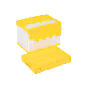 岐阜プラスチック リスCFコンテナー 蓋付きタイプ CF-S61NR イエロー オリコン 折りたたみコンテナ 収納コンテナ 折りたたみ 野菜 収穫 農業 家庭菜園