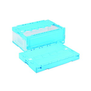 岐阜プラスチック リスCFコンテナー 蓋付きタイプ CF-S56NR ブルー オリコン 折りたたみコンテナ 収納コンテナ 折りたたみ 野菜 収穫 農業 家庭菜園