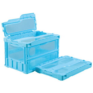 サカエ オリジナル色付き透明 折りたたみコンテナー CL-50TMBL 折り畳み コンテナボックス 収納 保管 収納ボックス