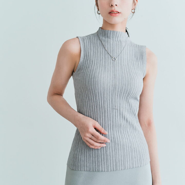楽天市場】ニット《ハイネックノースリーブプリーツニットトップス 全8 