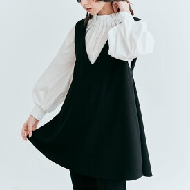 ベスト《3wayセミフレアジレベスト 全4色 2サイズ》 レディース トップス ベスト ジレ Aライン フレア 前後着用 2way 3way 深Vネック ノースリーブ チュニック 体型カバー きれいめ 大人カジュアル セレモニー セットアップ対応 シンプル フォーマル メール便可//10//