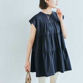 Tシャツ《ティアードチュニックTシャツ 全7色 2サイズ》 レディース トップス Tシャツ チュニック丈 カットソー ティアード 切り替え フレア フリル ミニワンピース 半袖 フレンチスリーブ 体型カバー ゆったりサイズ おしゃれ 大人可愛い 楽ちん メール便可//10//