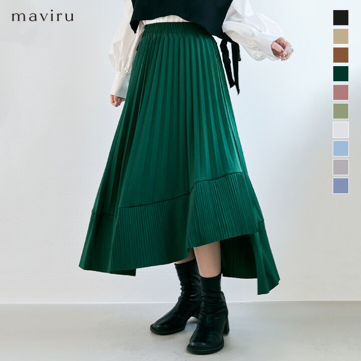 楽天市場】スカート《アシンメトリーラッフルプリーツスカート 全10色  