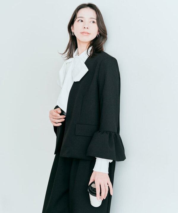 楽天市場】ジャケット《ノーカラーフレアスリーブジャケット 全3色 3  