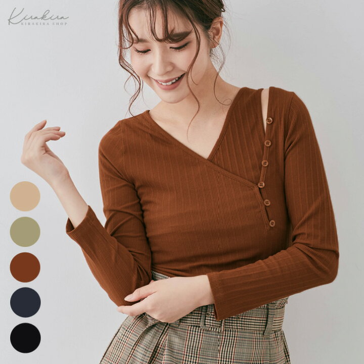 楽天市場】【OUTLET SALE】トップス《アシメボタンレイヤードリブ  