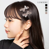 《4色ベロアミニリボンヘアピン》ベロア素材の4色リボンヘアピン ヘアピン おしゃれ パッチンピン スリー…