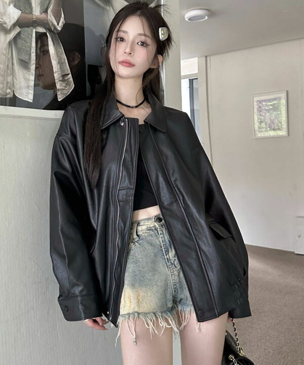 楽天市場】ジャケット《ビッグシルエットフェイクレザージャケット 全2 