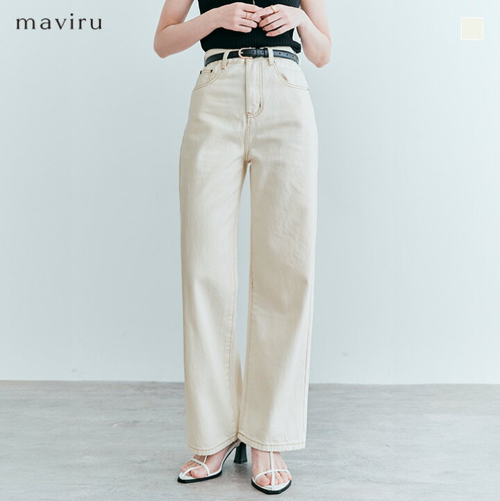 楽天市場】デニム《ハイウエストセミワイドホワイトデニム 全4サイズ  