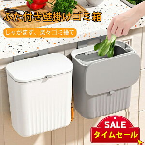 ゴミ箱 壁掛け フタ付き 9L 大容量 大口径 広口 生ごみ シンプル 省スペース スライド開閉 高耐荷重 取り付け 壁面収納 キッチン 洗面所 リビング 寝室 トイレ バスルーム ホワイト ひっかけ