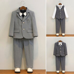 送料無料 フォーマル スーツ 子供スーツ 5点セット 男子 卒業式 豪華 5点セット 子ども服 フォーマルスーツ 男の子 小学校 入学式 卒園式 ツイード スーツ タキシード 結婚式 発表会