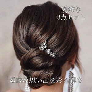 髪飾り 3点セット ヘアピン かんざし ラインストーン 結婚式 成人式 卒業式 和装 洋風 着物 留袖 振袖 訪問着 色打掛 袴 浴衣 シルバー ヘアアクセサリー