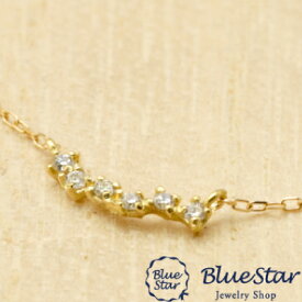 シンプルにダイヤモンド6石を楽しめるデザインネックレス　　BlueStar