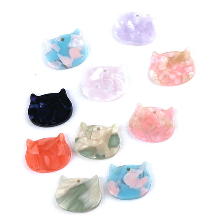 楽天市場】べっこう風パーツチャーム 【27.ねこフェイス】【1個売り】5 