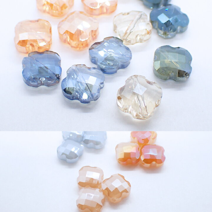 楽天市場】メッキガラスビーズ 【27.クローバー 11.5mm 】10個 