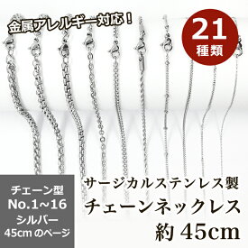 20%オフSALE 延長決定★サージカルステンレス製 金属アレルギー対応 ネックレスチェーン 金具付【約45cm シルバー】No.1〜16のページ SUS316 医療用ステンレス ネックレス 喜平 アズキ 小豆 アレルギーフリー ハンドメイド DIY 国内発送