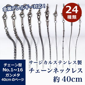 20%オフSALE 延長決定★サージカルステンレス製 ネックレスチェーン 金具付【約40cm ガンメタ】No.1〜16のページ 医療用ステンレス SUS316 金属アレルギー対応 黒 金属アレルギー ネックレス 喜平 アズキ 小豆 アレルギーフリー ハンドメイド DIY 国内発送