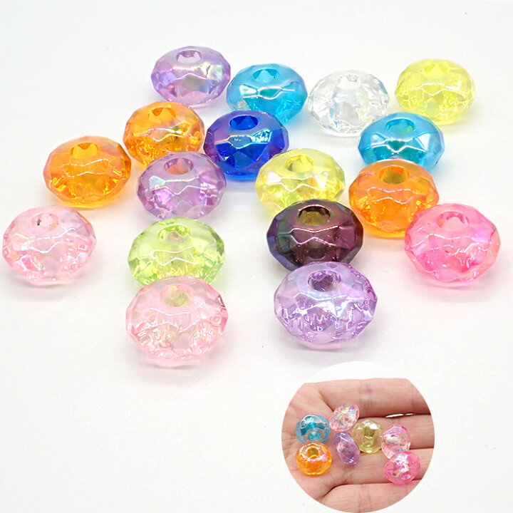 楽天市場】アクリルビーズ【ロンデル(透明あり）】10個売り ビーズ 