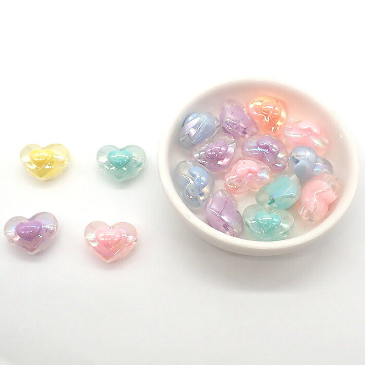 楽天市場】アクリルビーズ【ボップハート 17mm 20g】オーロラ・マット  