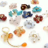 20%オフ スーパーSALE★天然石チャーム フリンジ さざれ 国産 日本製 ハンドメイド ステンレス チャーム …