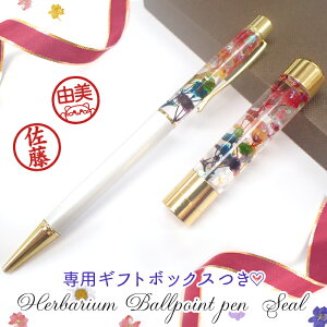 10%オフクーポン 11/1まで★母の日 ギフト 【メール便送料無料】ハーバリウムボールペン&印鑑セット【レインボー】母の日 (完成品ギフト箱付き)(当店オリジナル商品) 【レビュークーポン対